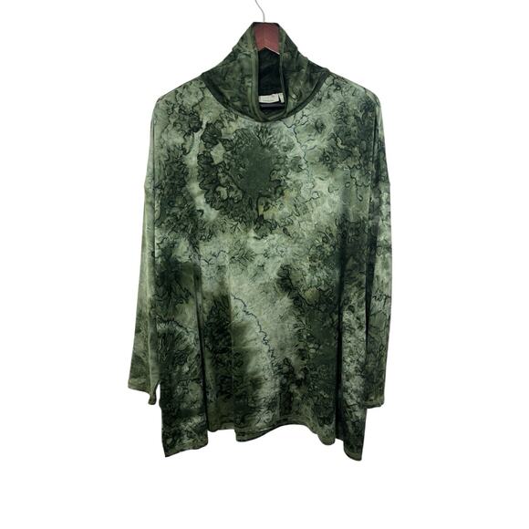 LOGO Lounge by Lori Goldstein Tie-Dye Drop Shoulder Top Green Seaweed 1X A566546 - Picture 2 of 11